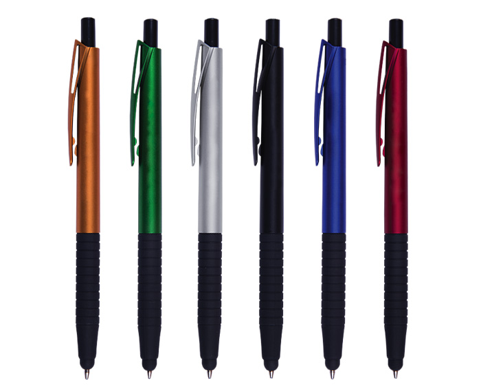 BOLIGRAFO DE PLASTICO EN COLORES METÁLICOS, PUNTA TOUCH Y GOMA C133